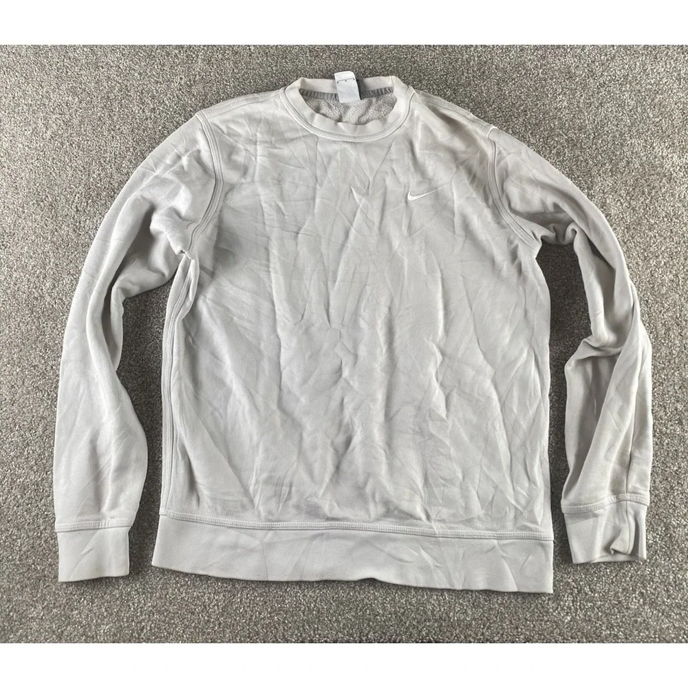 VTG Nike Sweatshirt Fleece Mens M White Long Sleeve Y2K Skater Warm Cotton/Poly